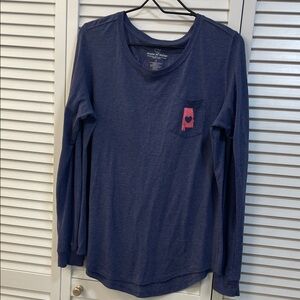 State of Mine Navy Alabama Long Sleeve Tee with Heart Accent Size Large